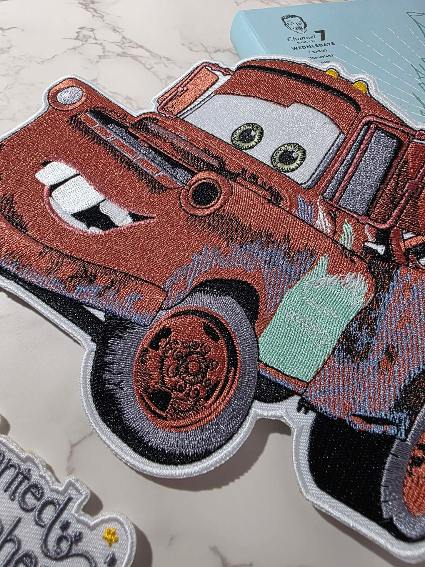 XL 8" Brown Tow Mater Truck Cars Embroidered Iron On Patch