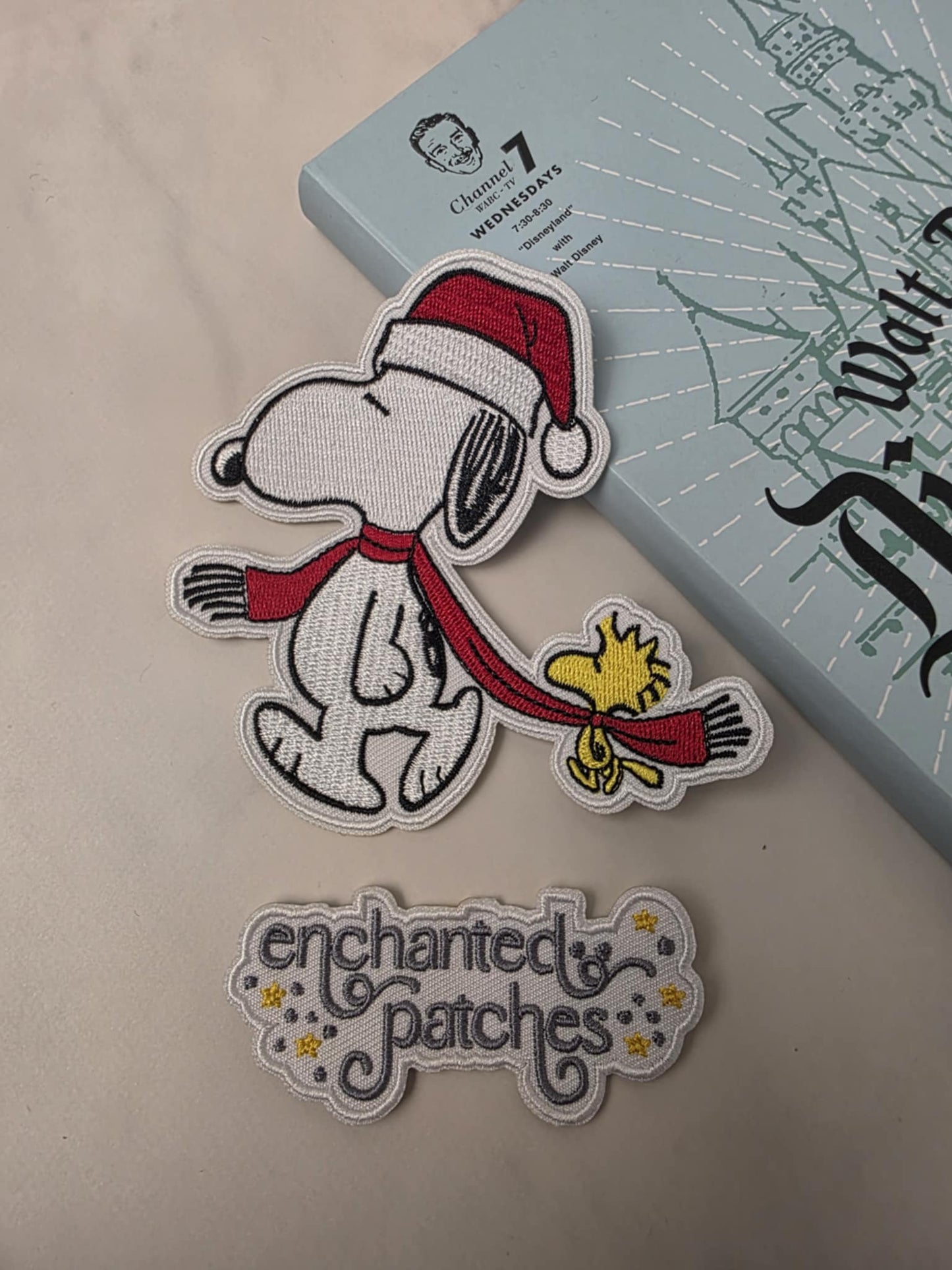 4.5" Christmas Scarf Beagle Dog Friend with Bird Embroidered Iron On Patch