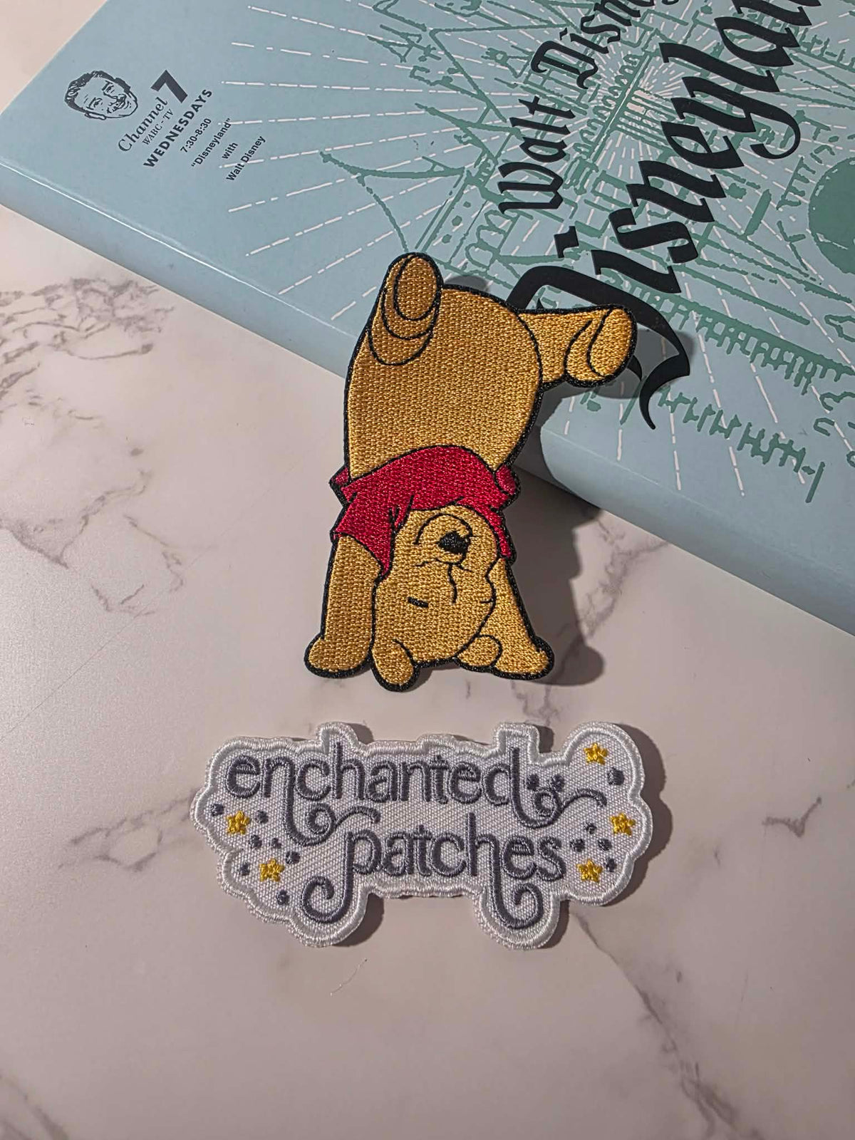 3" Winnie the Pooh Handstand Upside Down Embroidered Iron On Patch