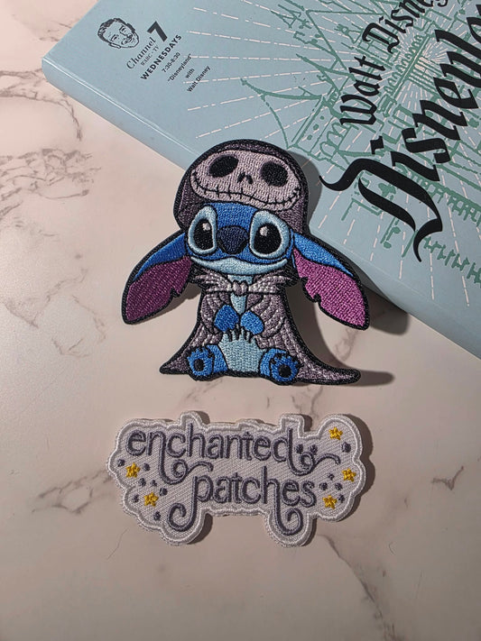 3" Blue Alien Stitch in NBC Jack Costume Embroidered Iron On Patch