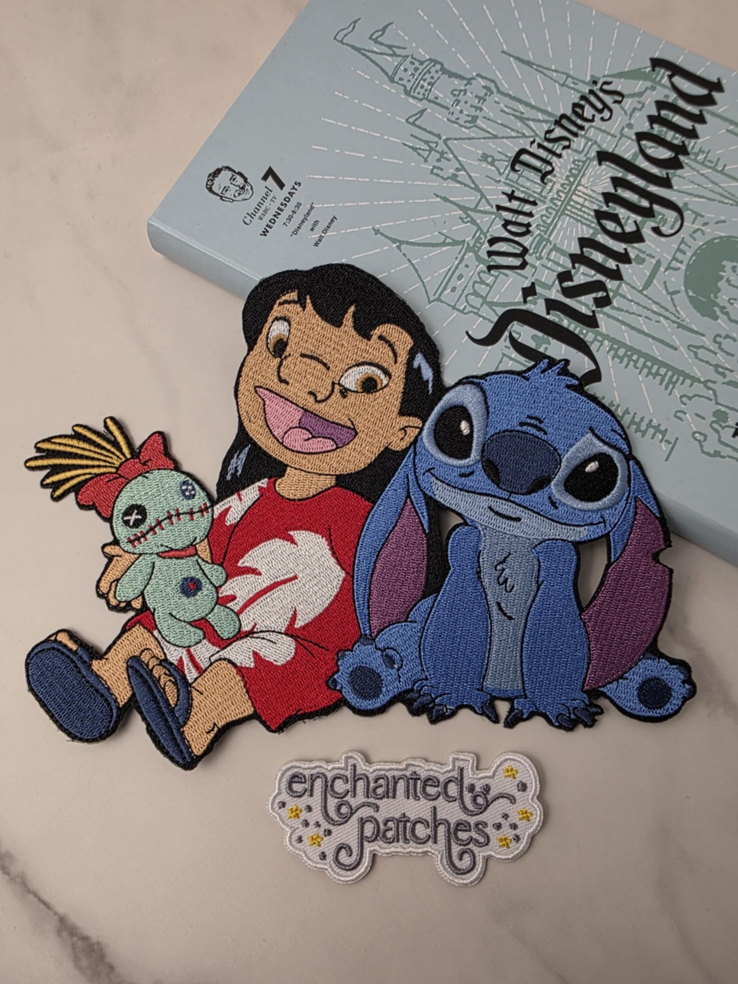 XL 8" Blue Alien Lilo Hawaiian Girl Scrump Doll Embroidered Iron On Patch