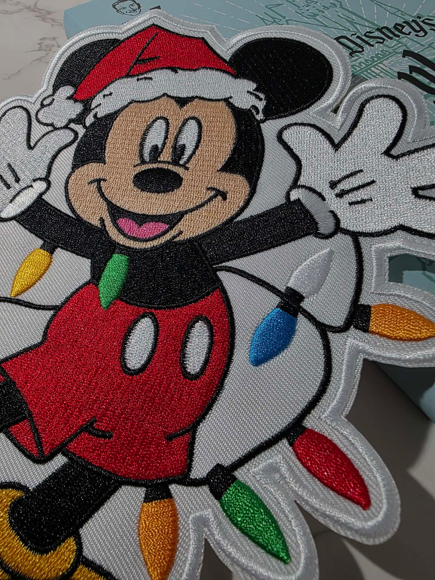 XL 8" Happiest Mouse Christmas Lights Holiday Embroidered Iron On Patch