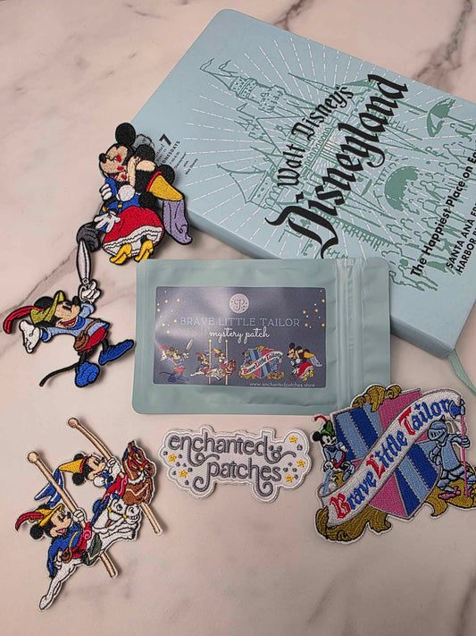 Mystery Patch Bag - (1) ONE 3" Brave Little Tailor Series Happiest Mouse Embroidered Iron On Patch