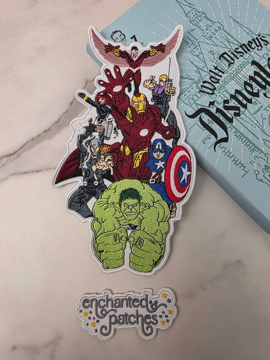 CLEARANCE - XL 8" Happiest Park Super Hero Boy Family Iron On Patch