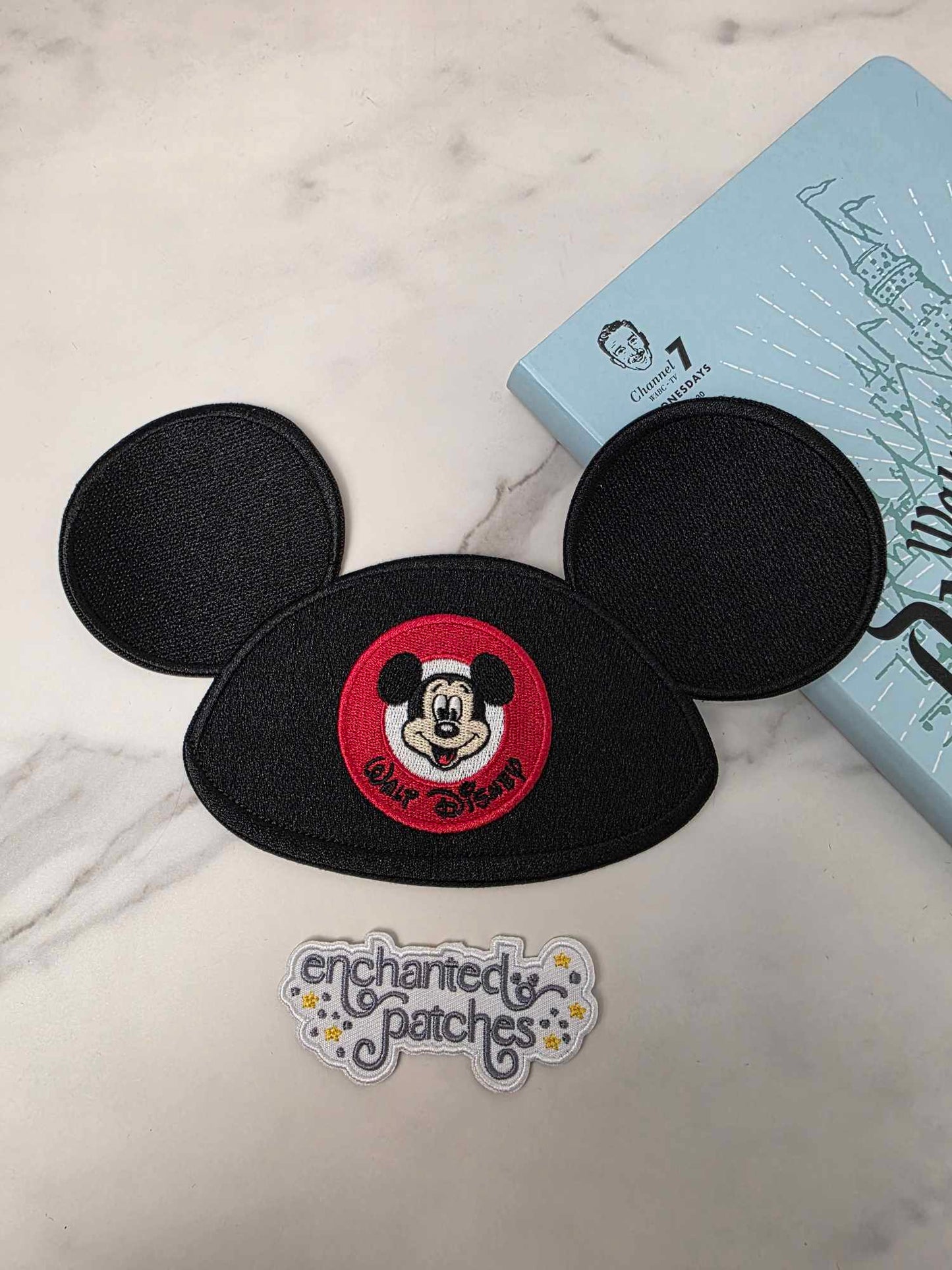 LAST ONE - 8" XL Happiest Park Mouse Ears Hat Embroidered Iron On Patch