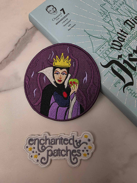 LAST TWO - 3.5" Evil Queen Holding Bad Apple Fair Skin Princess Embroidered Iron On Patch