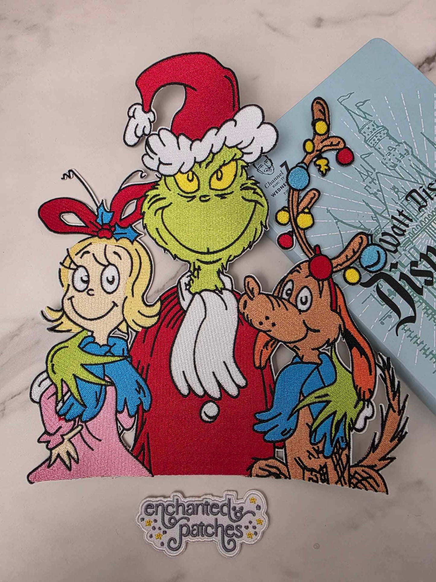 XL 10" Green Christmas Holiday Monster Embroidered Iron On Patch