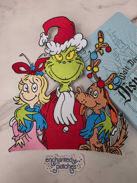 XL 10" Green Christmas Holiday Monster Embroidered Iron On Patch