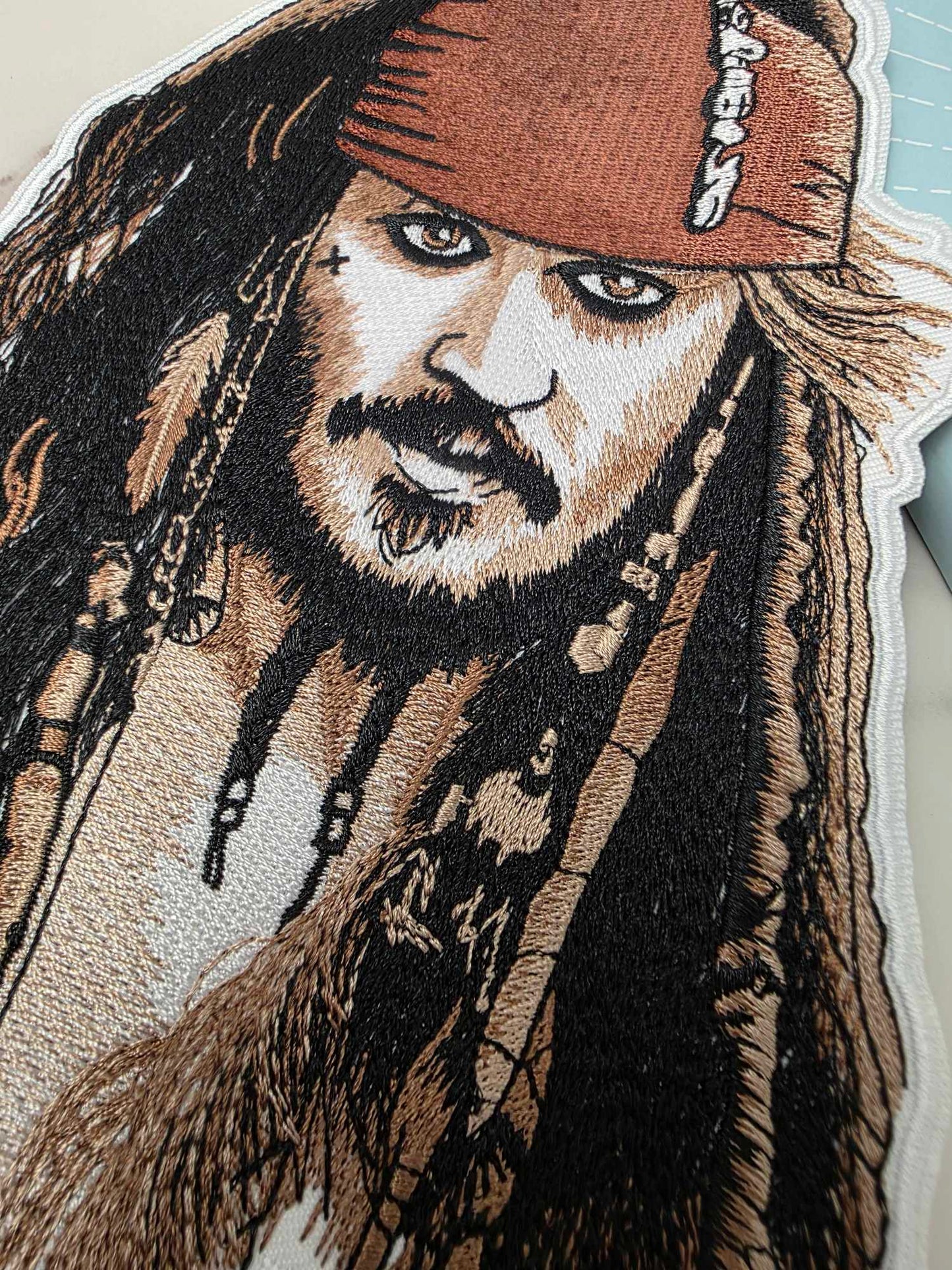 8" XL Pirates Head Happiest Park Ride Jack Sparrow Iron On Patch
