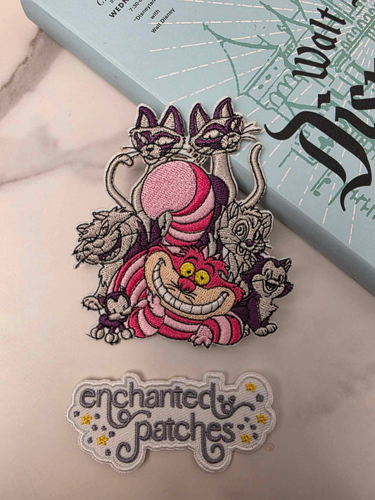 3.5" Wonderland Princess Pink Cat with Other Kitties Iron On Patch