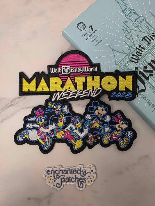CLEARANCE - XL 7" Happiest Park Magical World Marathon Weekend 2023 Iron On Patch