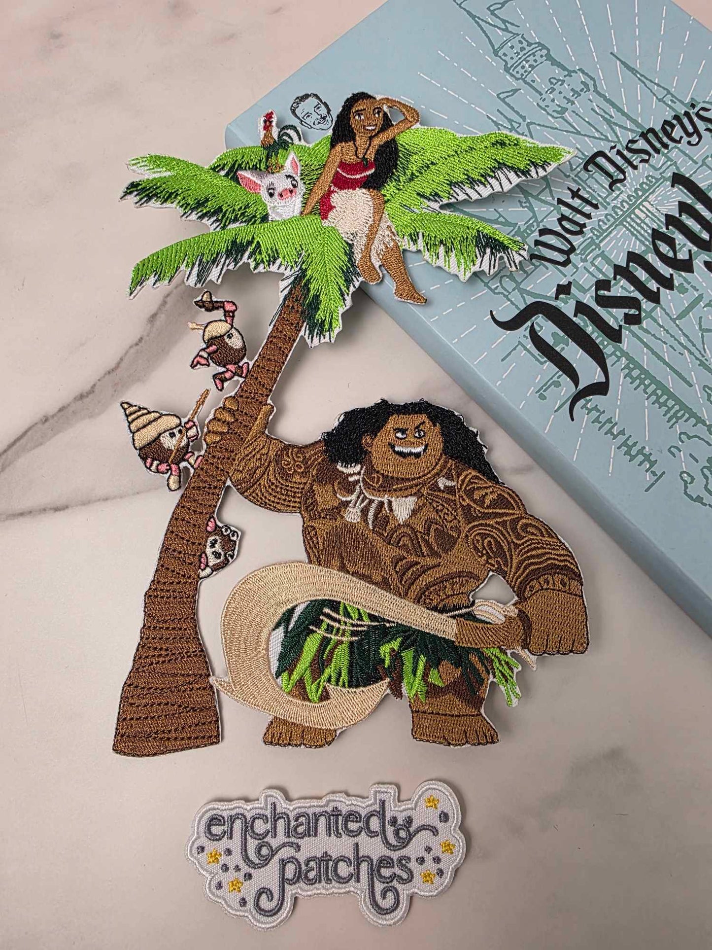 8" XL Hawaiian Island Moana Princess  Embroidered Iron On Patch