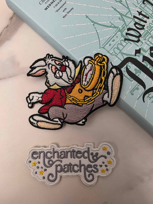3" Wonderland Princess White Rabbit Sidekick Iron On Patch