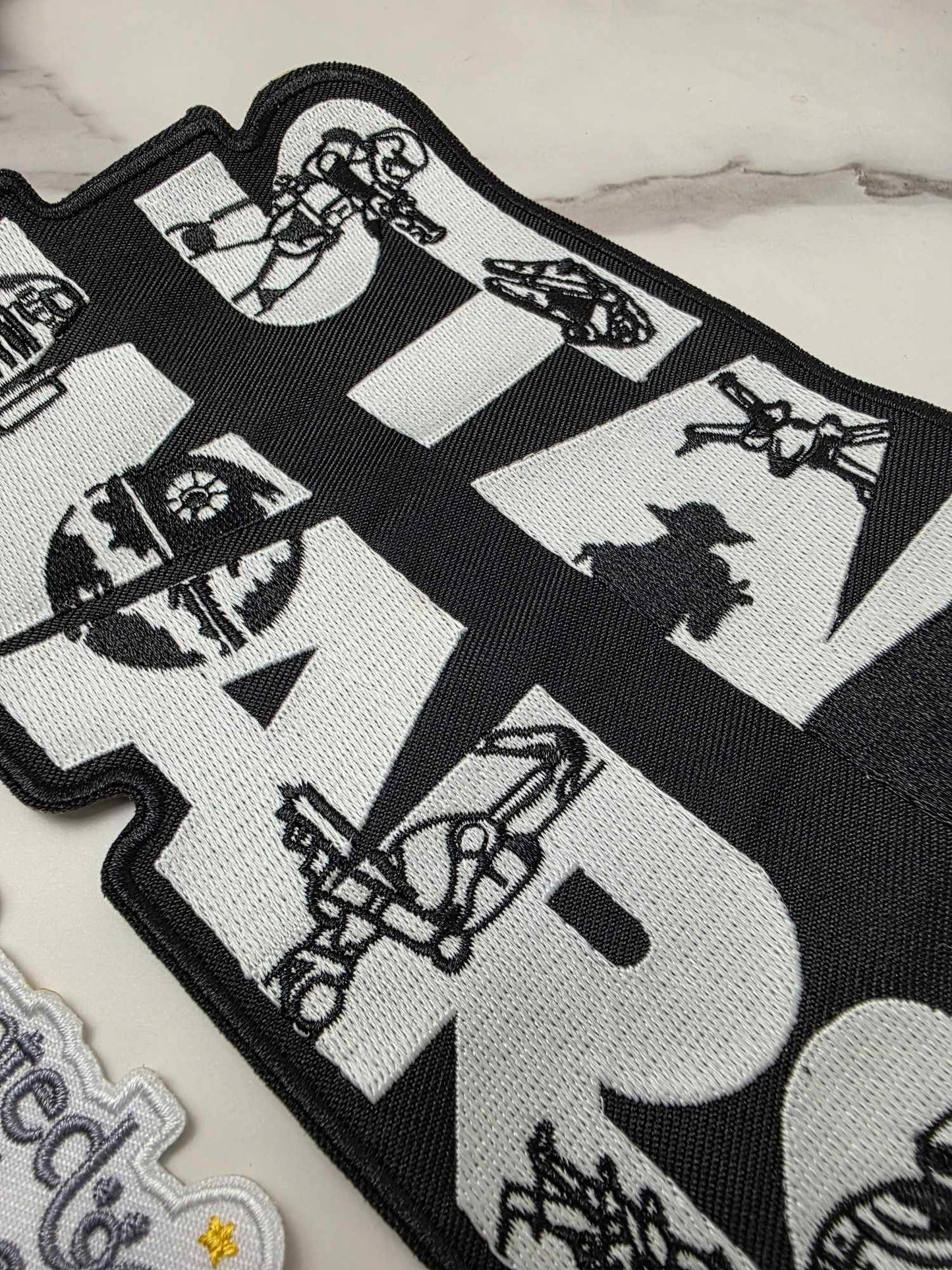 LAST ONE - 8" XL GLOW in the DARK Star Galaxy Logo Droids Happiest Park May the 4th Embroidered Iron On Patch