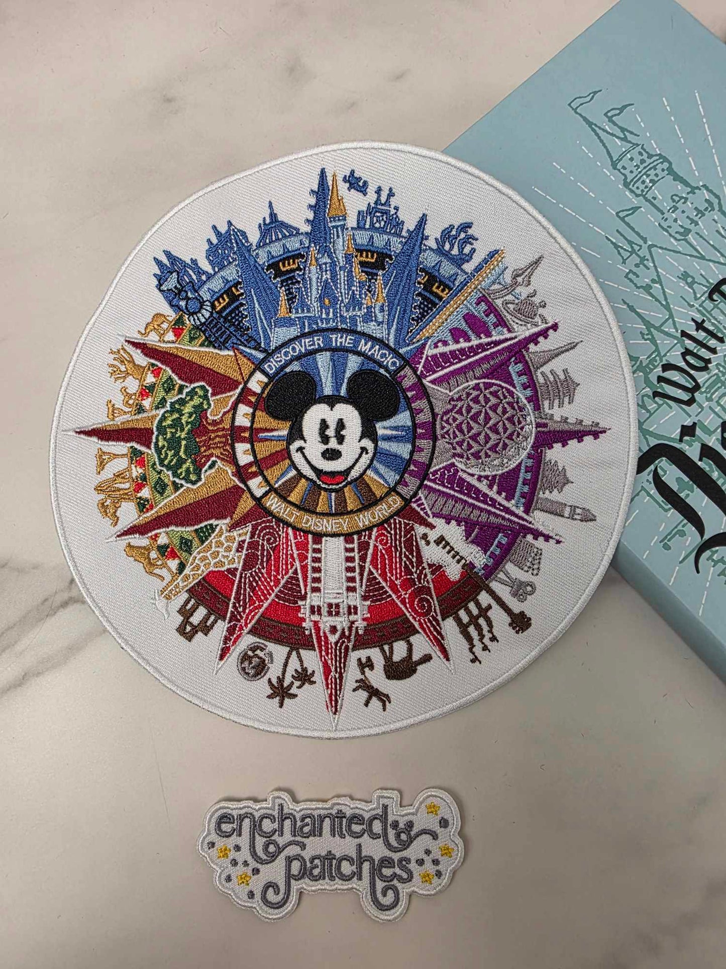7" XL Happiest Park World Logo Four Parks Embroidered Iron On Patch