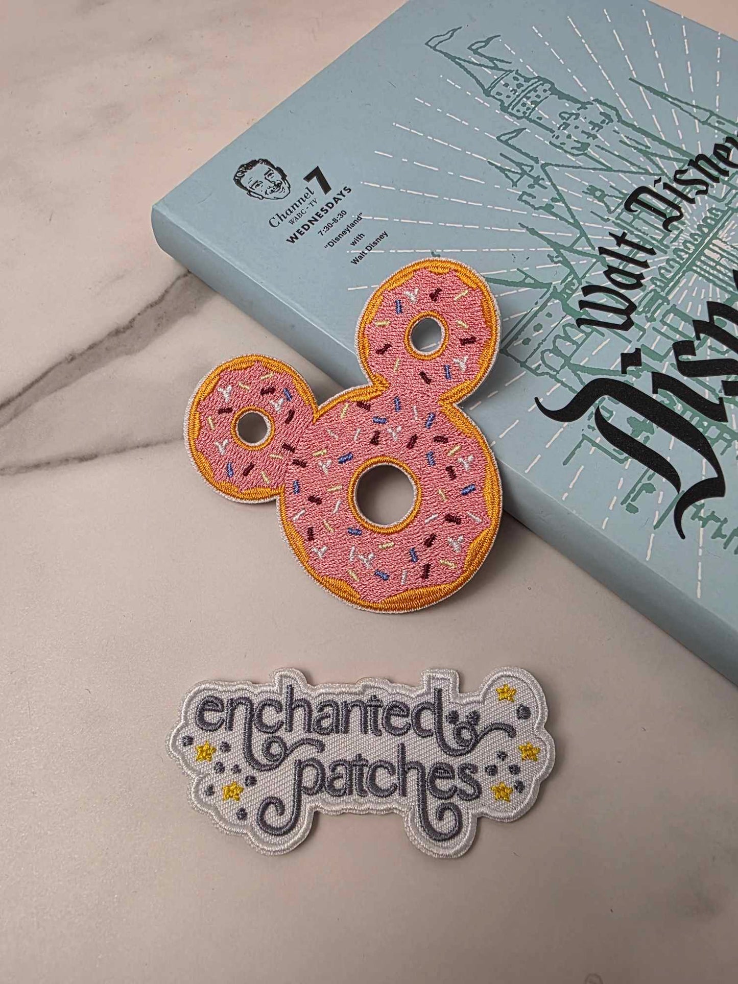 3" Pink Happiest Mouse Donut with Sprinkles Iron On Patch
