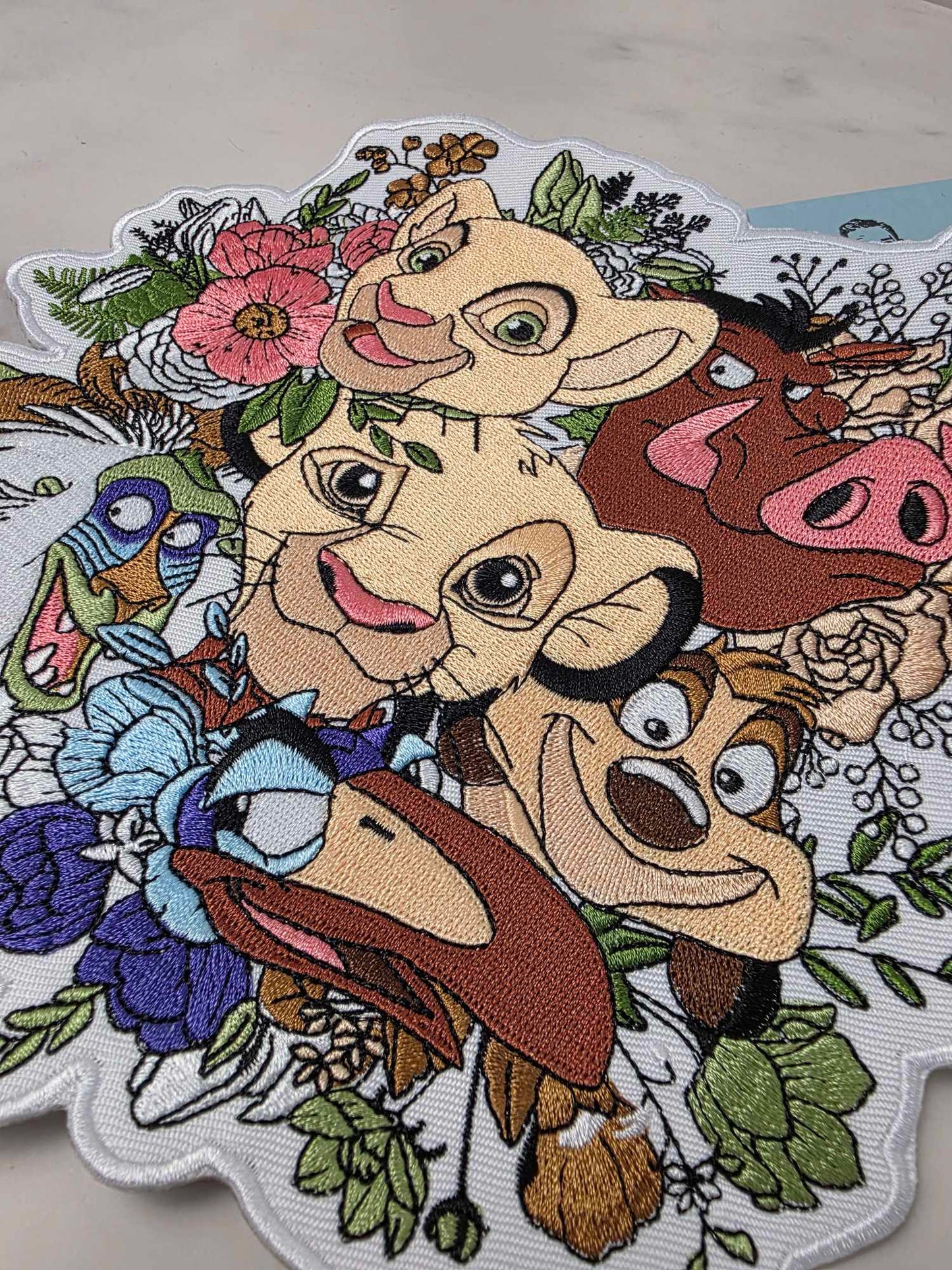 XL 8" Floral Lion King Besties BFF Embroidered Iron On Patch