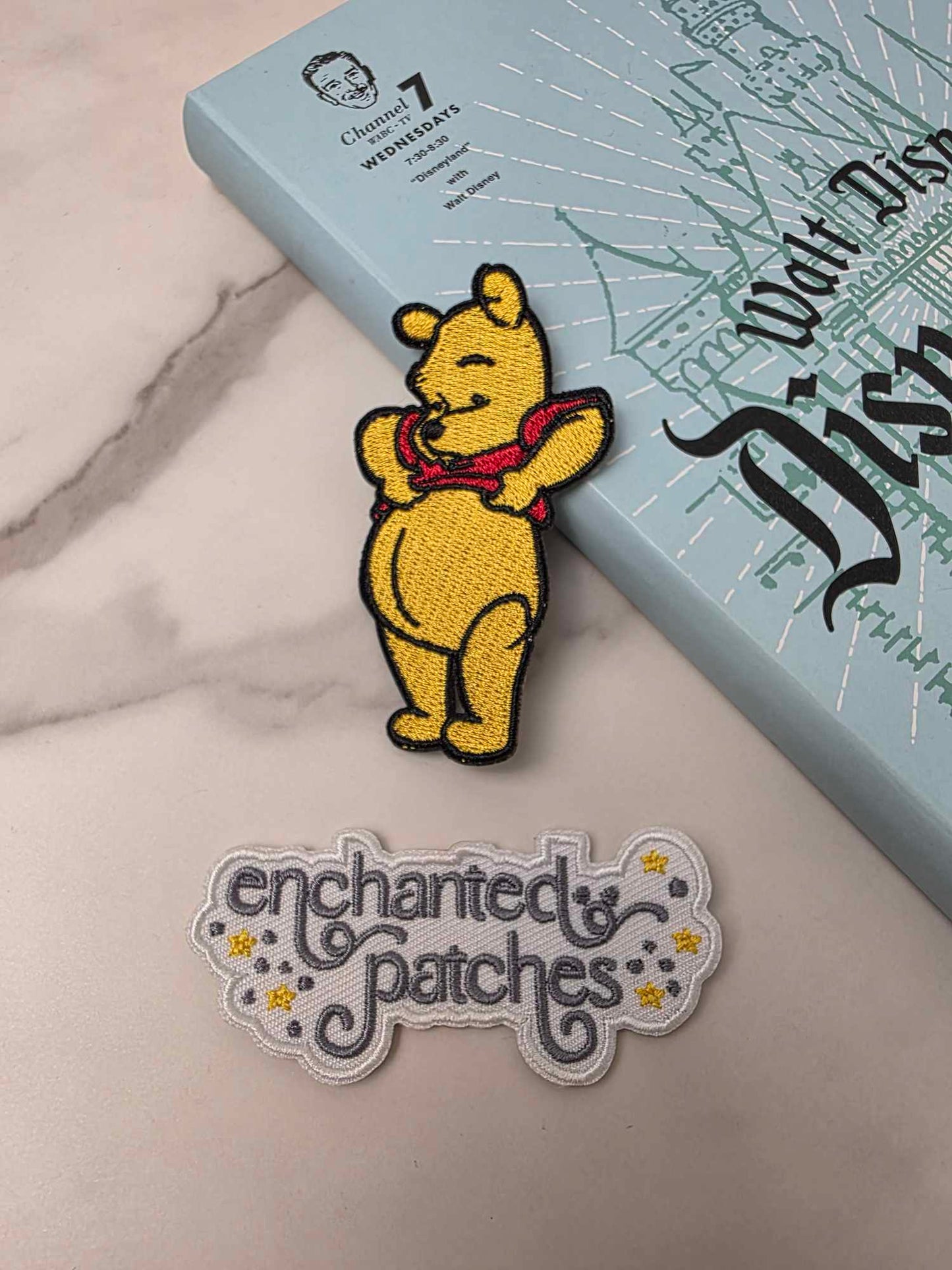 3" Winnie the Pooh Looking at Tummy Iron On Patch