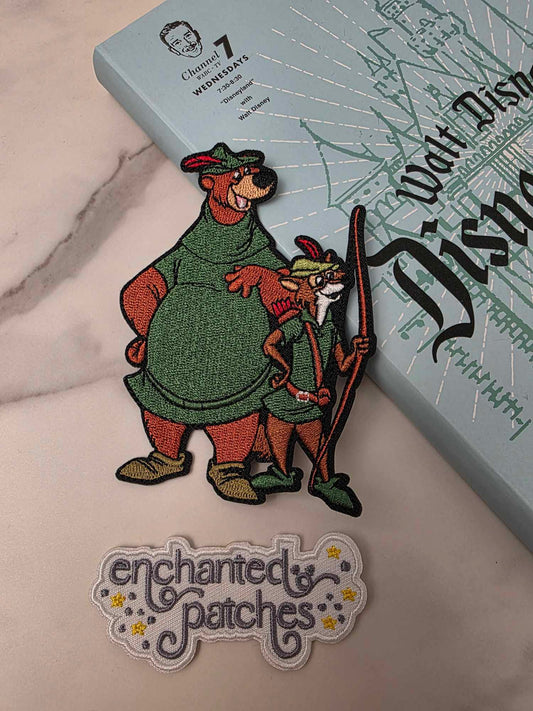 LAST ONE - 4" Robinhood Bear and Fox Embroidered Iron On Patch
