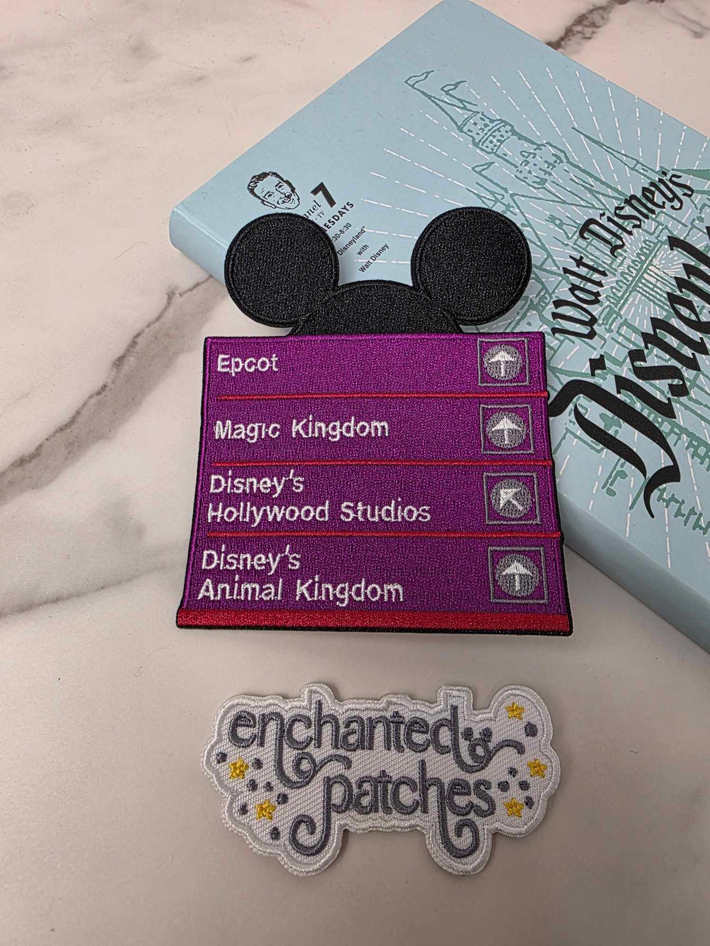 4" Direction Freeway Sign to ALL 4 Most Magical Park Iron On Patch