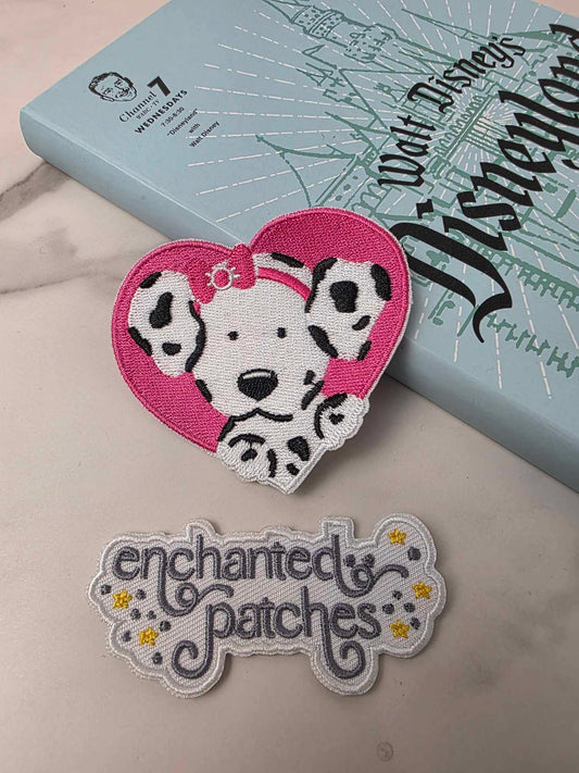 3" Anime Japanese Pink Puppy Dalmatian Dog Embroidered Iron On Patch