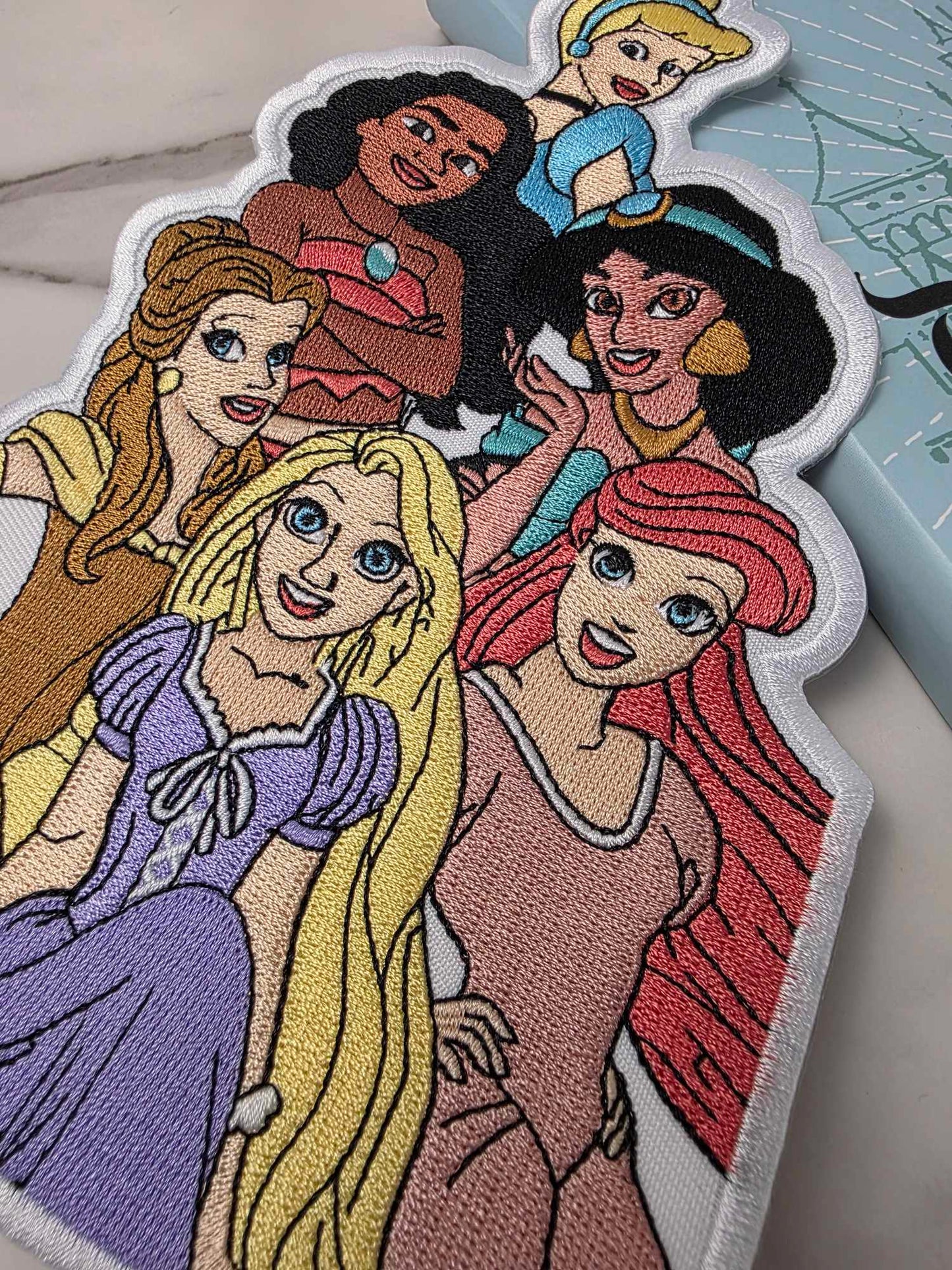 XL 8" Happiest Park Glass Slipper Island Mermaid Princess Embroidered Iron On Patch