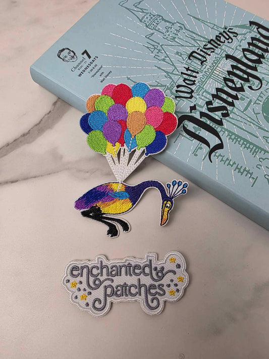 RESTOCKED - 4" Balloon House Holding Kevin Bird Embroidered Iron On Patch