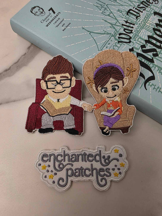 4" Balloon House Young Couple Sitting on Chair Embroidered Iron On Patch