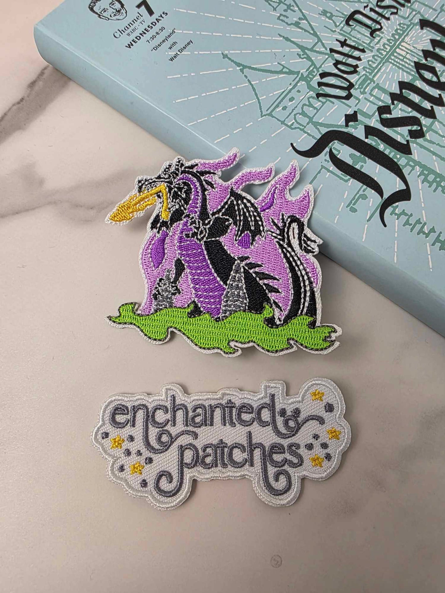 3" Black Dragon Villain of Sleeping Princess Iron On Patch
