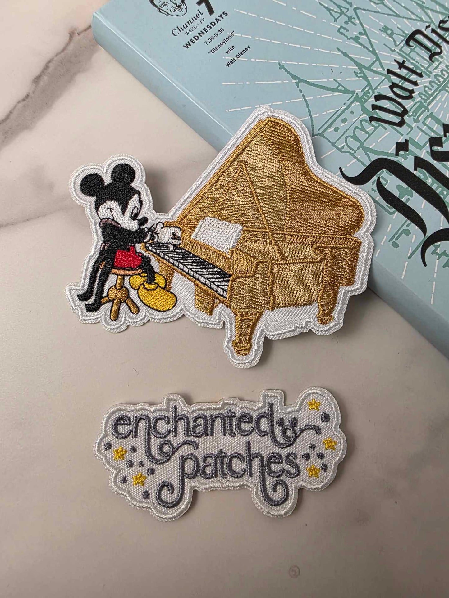4" Happiest Park Mouse Playing on a Grand Piano Embroidered Iron On Patch