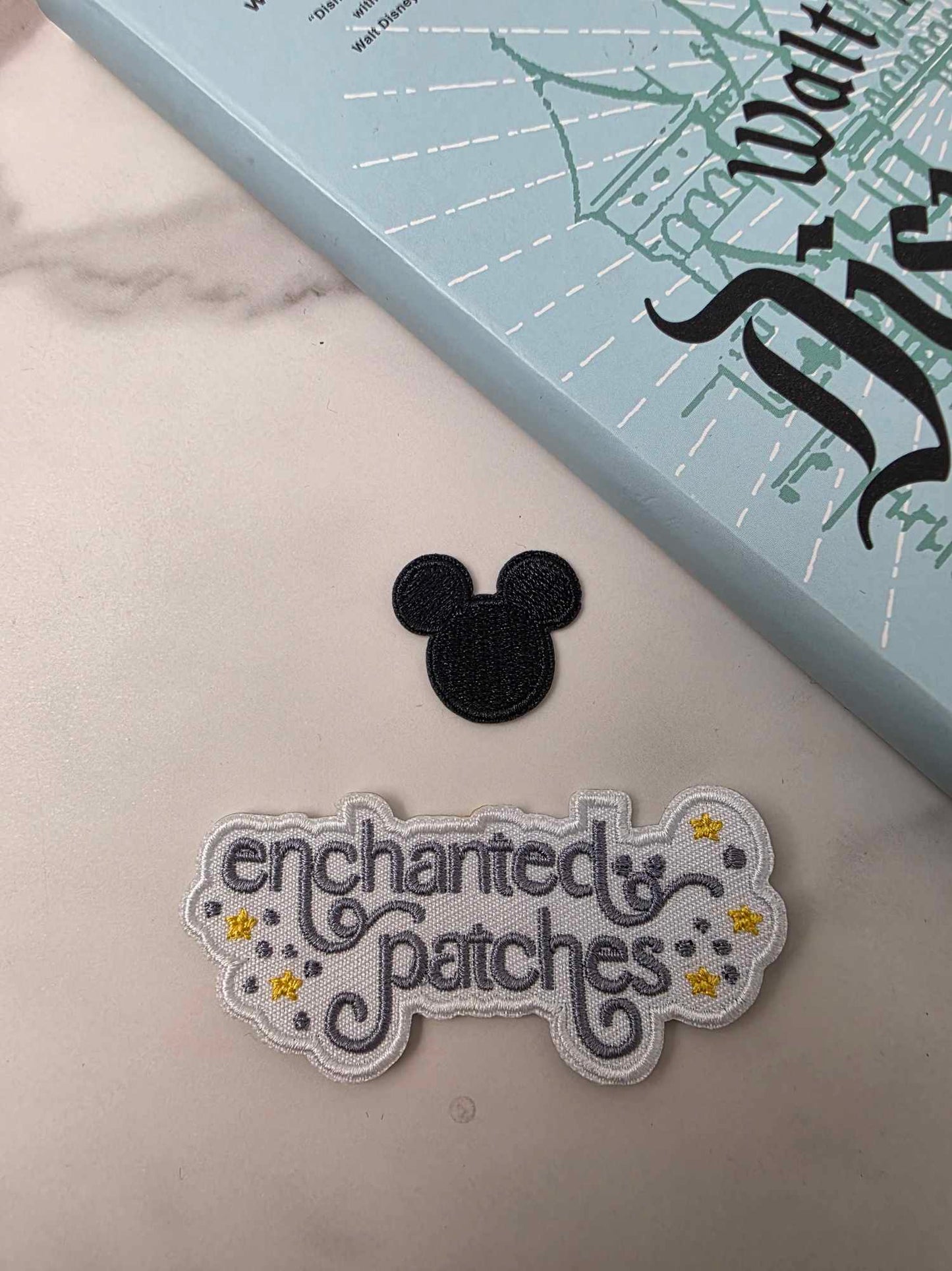 1" Mini Solid Black Mouse Head Classic Embroidered Iron On Patch