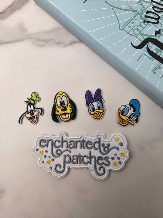 4pc Set - 1" Mini Happiest Park Yellow Dog Girl Boy Duck Embroidered Iron On Patch