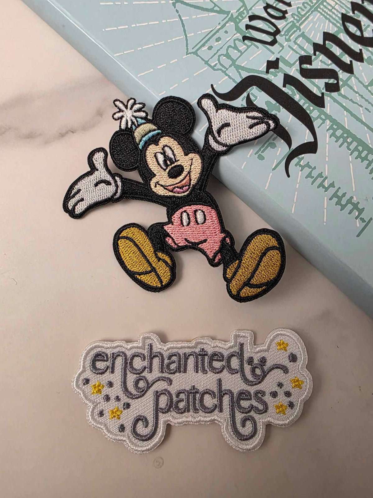 3" Happiest Mouse with Birthday Hat Embroidered Iron On Patch