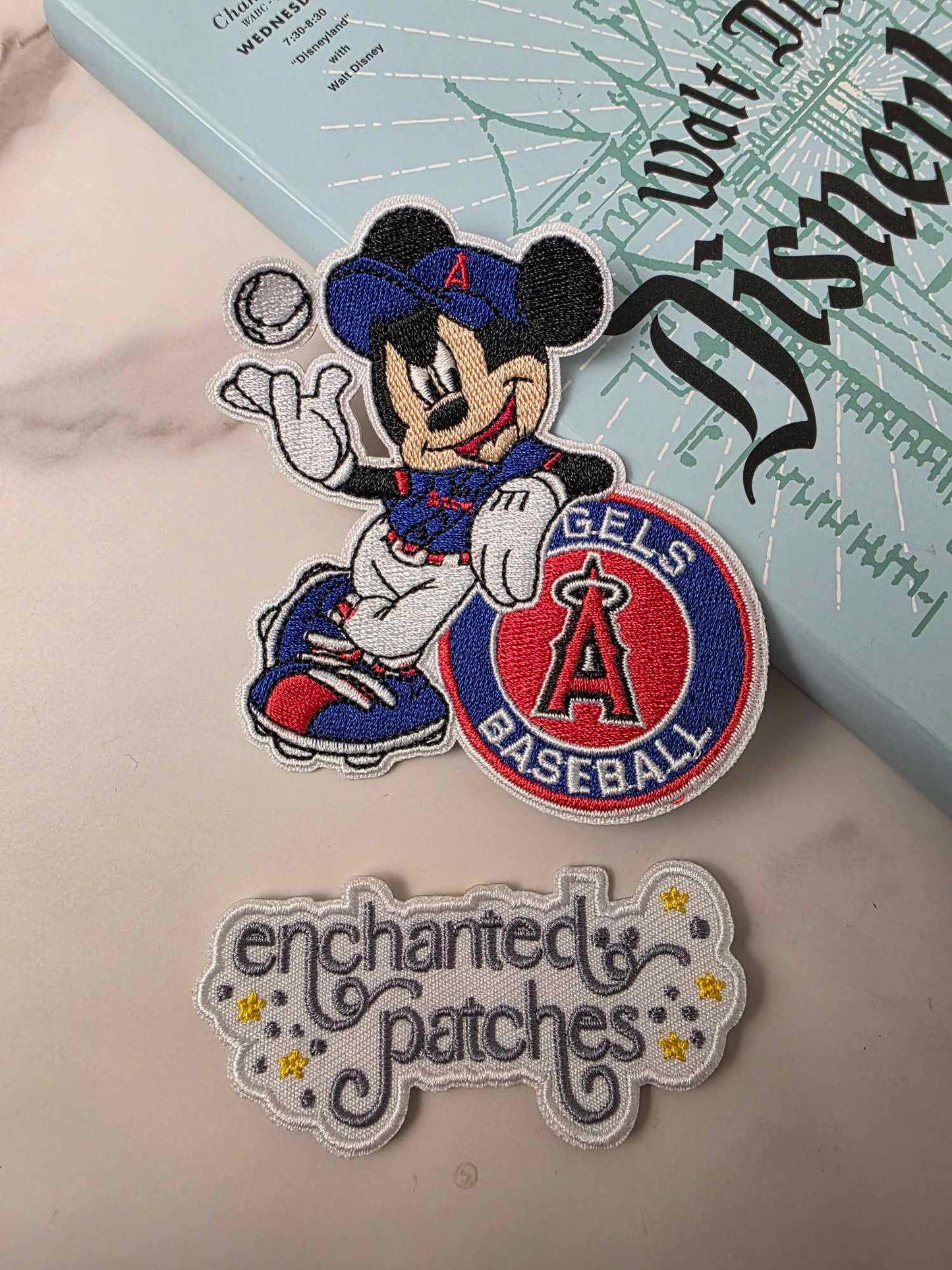 3.5" Happiest Park Mouse in Red Baseball Team Iron On Patch