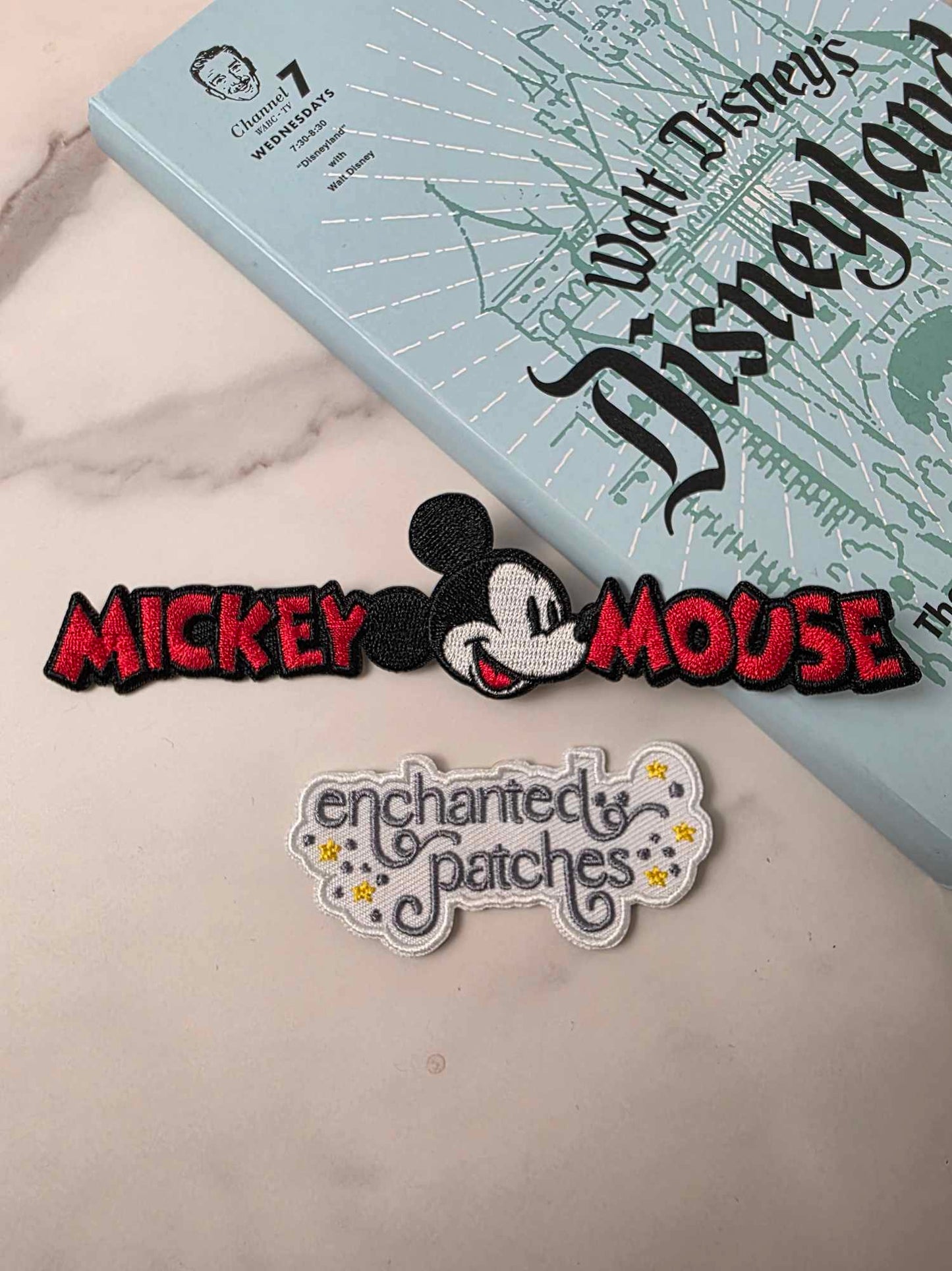 6" Happiest Mouse Vintage Name Logo Embroidered Iron On Patch