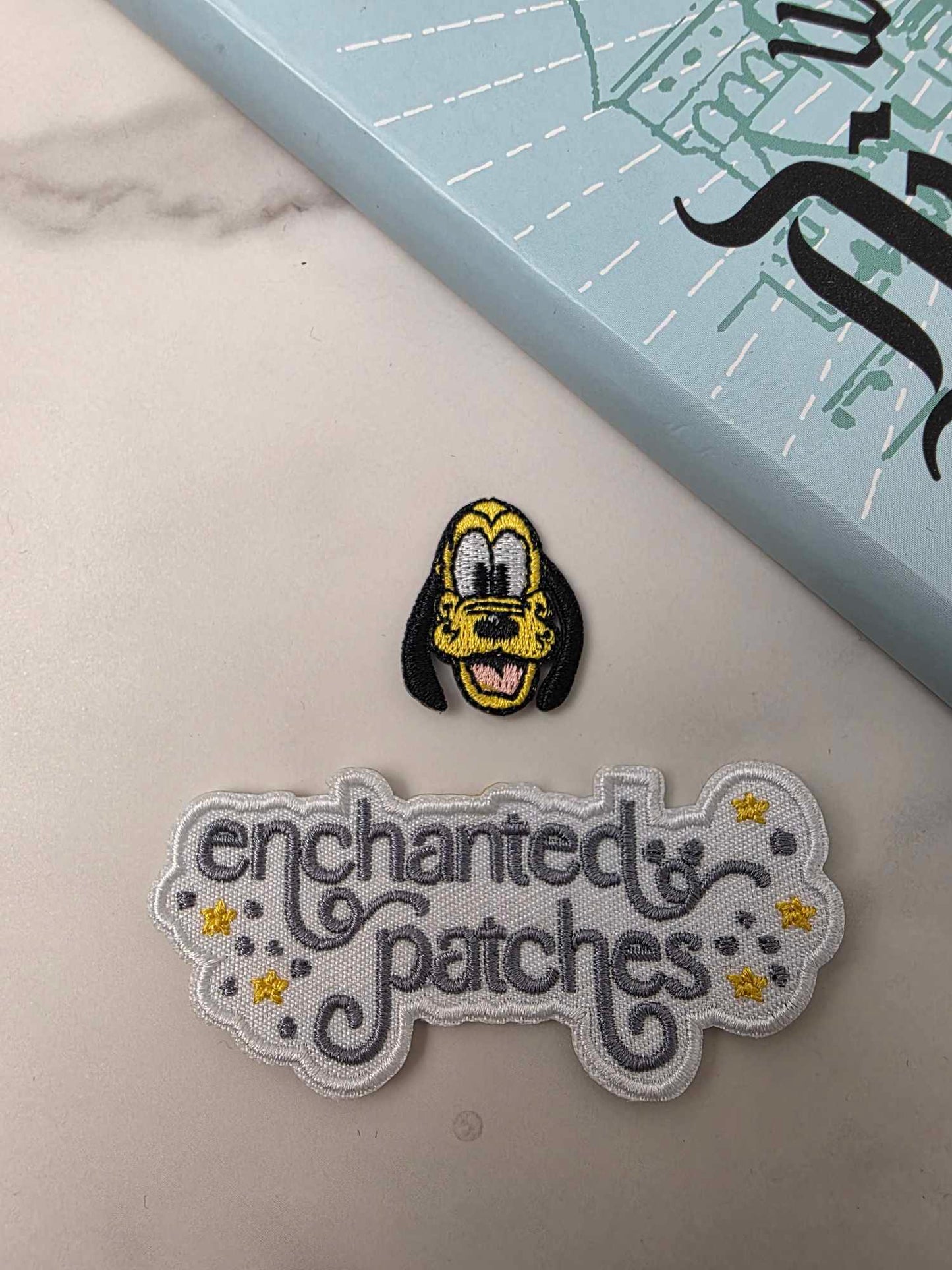 1" Mini Happiest Park Yellow Dog Embroidered Iron On Patch