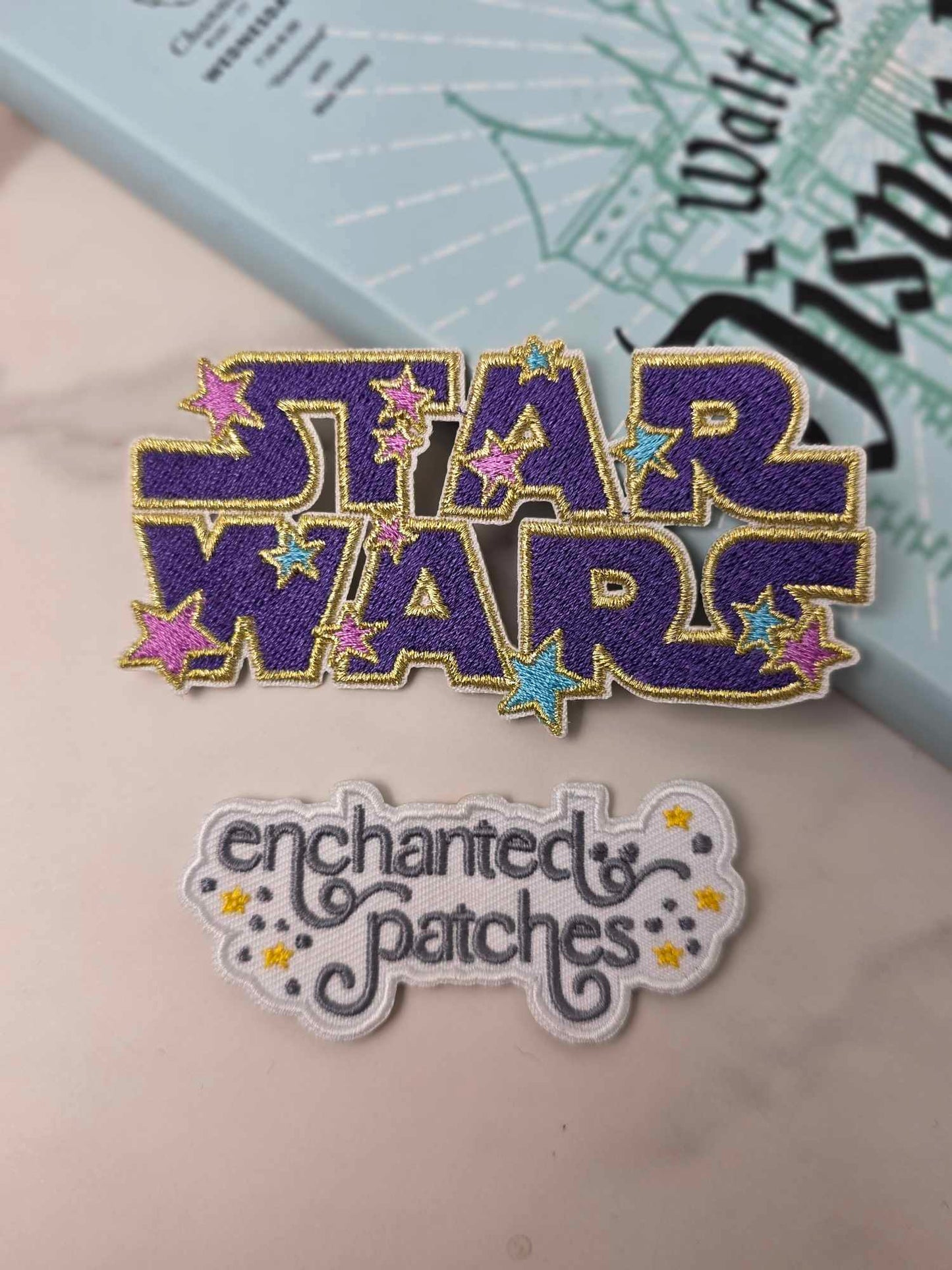 NEW DROP - 4" Glittery Gold SW Star Galaxy Girl Girlie Iron on Patch