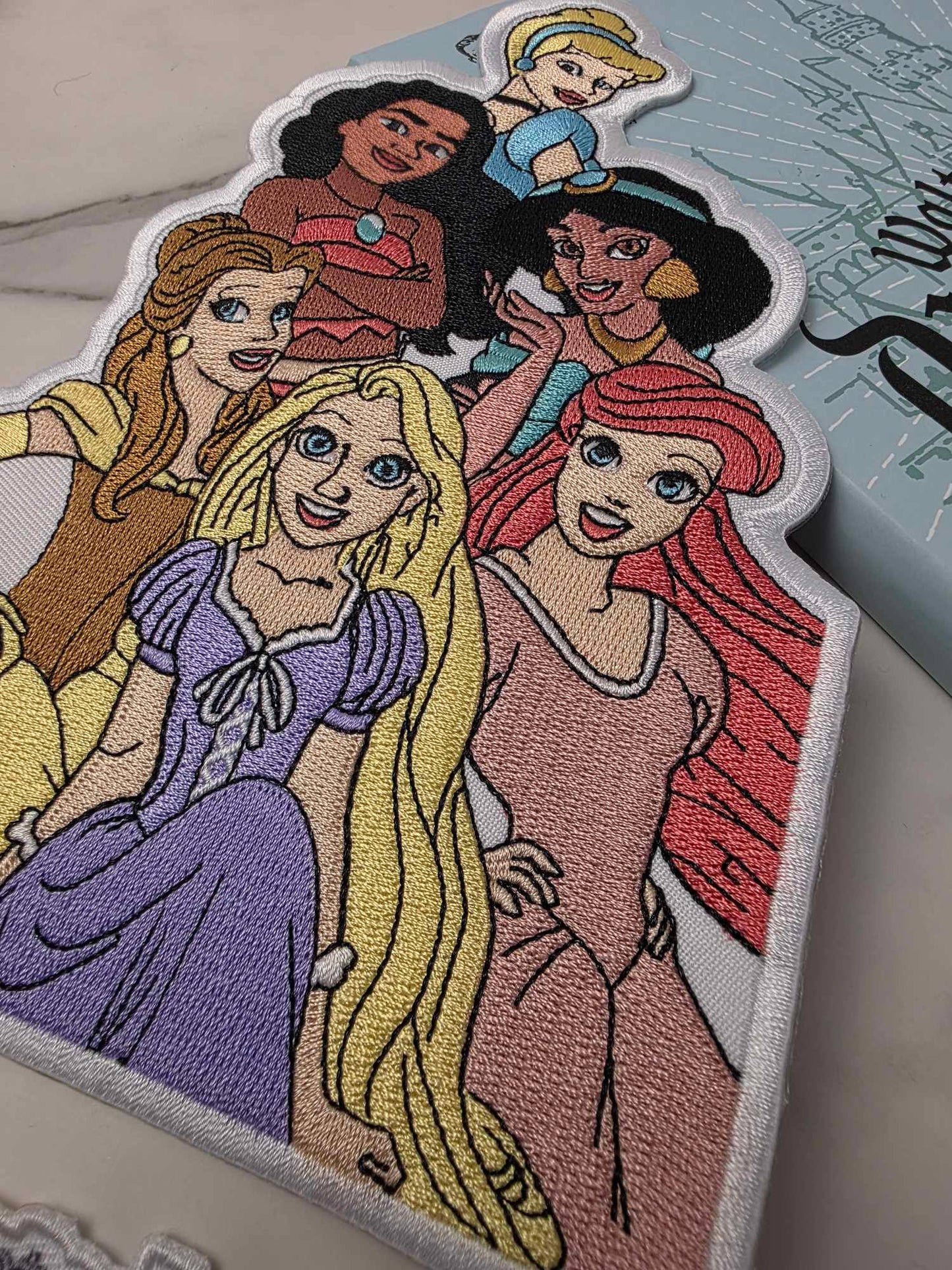 XL 8" Happiest Park Moana Belle Ariel Cinderella Jasmine Rapunzel Iron On Patch