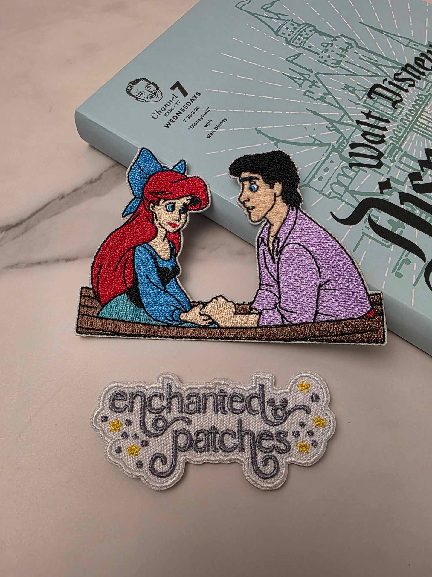 4" Little Mermaid Princess with Eric Kiss Girl Boat Valentine Iron On Patch