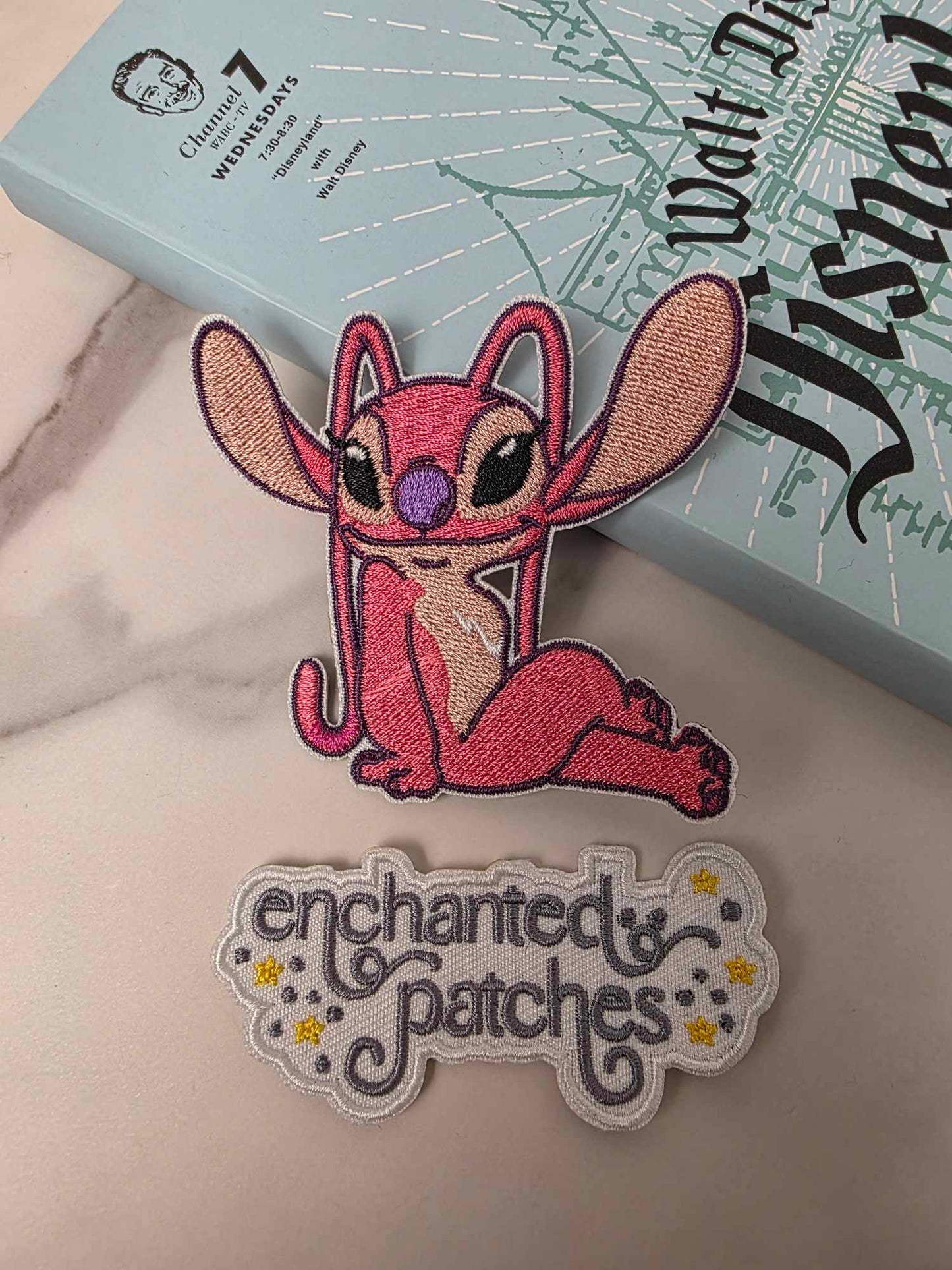 3" Blue Alien Girlfriend Pink Valentine Angel Embroidered Iron On Patch