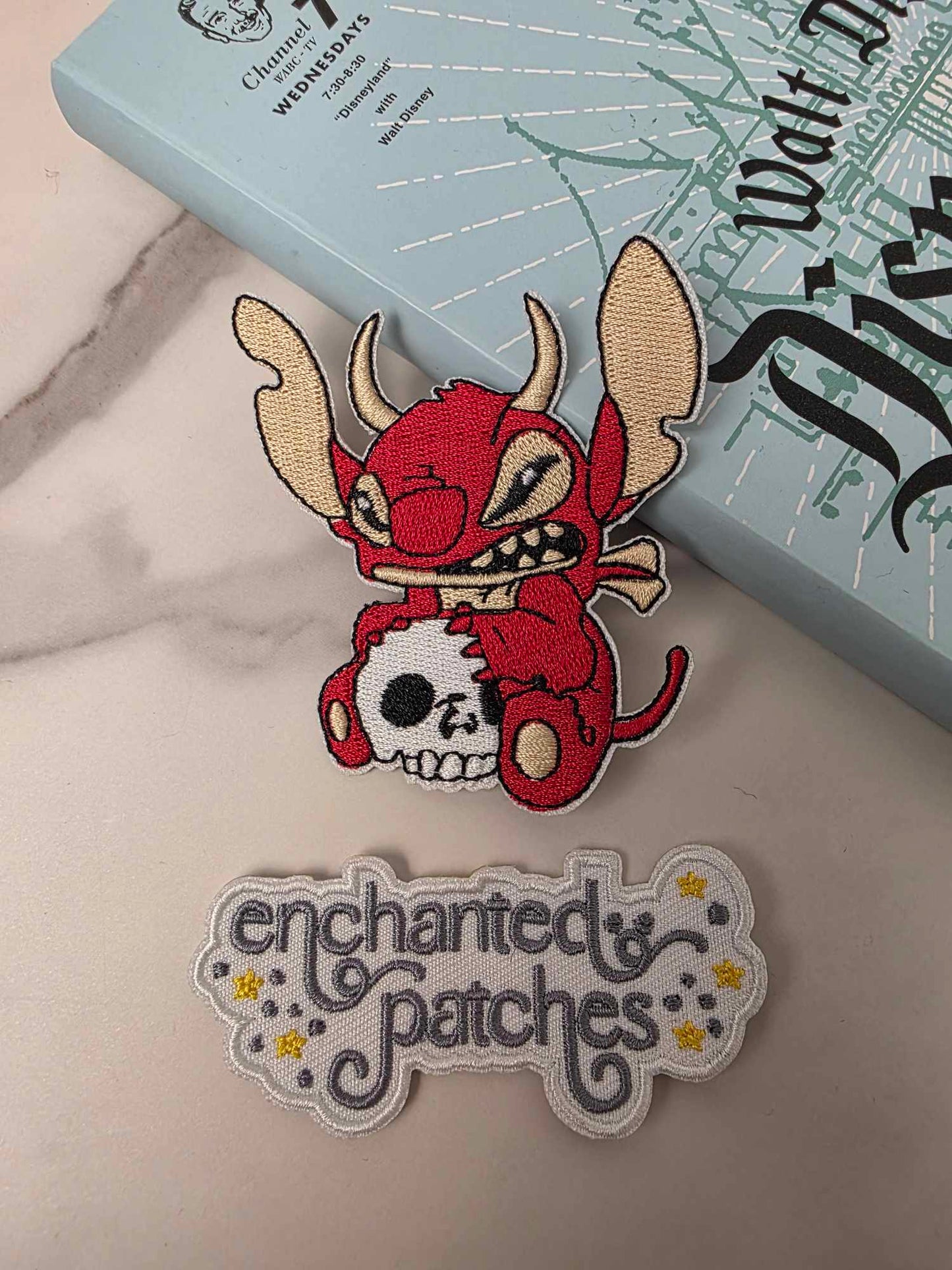 3" Blue Alien Turn Red with Skull Halloween Devil Horns Iron On Patch