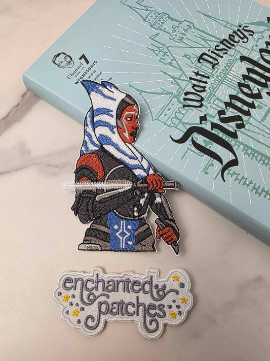 4" SW Star Galaxy Woman Warrior with Light Saber Embroidered Iron On Patch