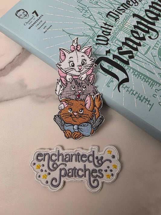 RESTOCKED - 3.5" White Kitty Cat Girly Pink Bow with Friends Iron On Patch