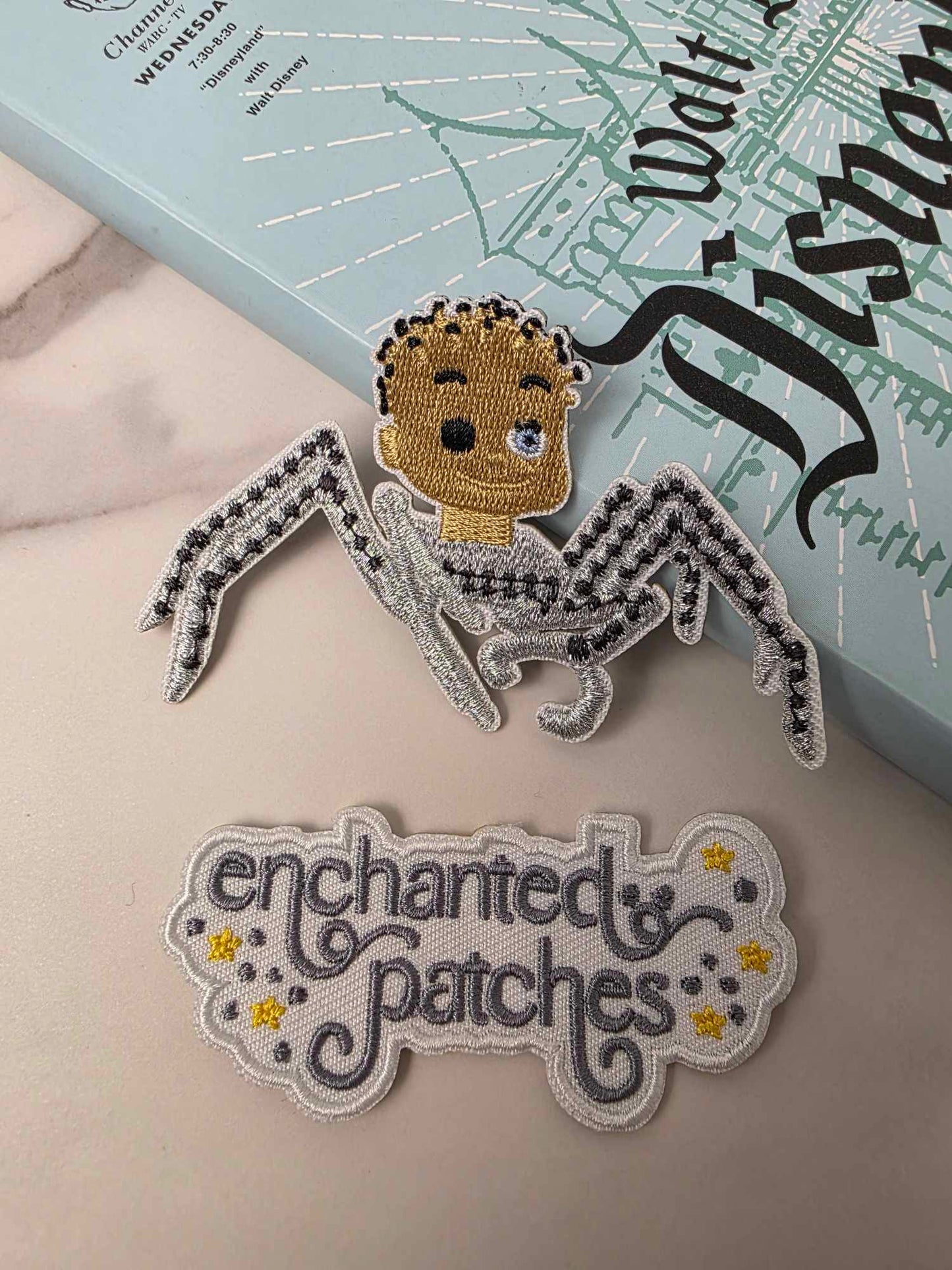 3" Silver Legs Doll Head Toy Villain Skeleton Skull Halloween Iron On Patch