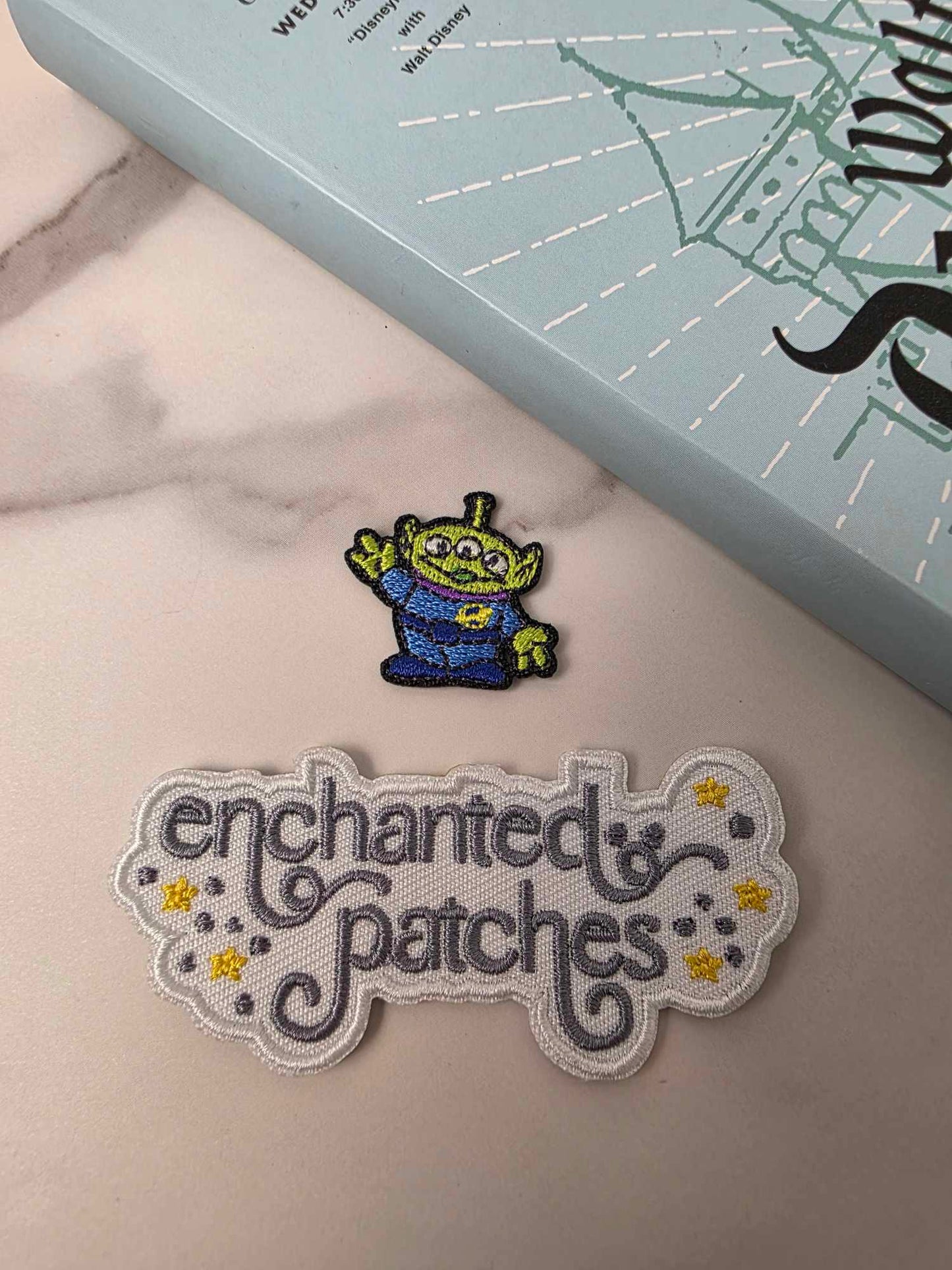 RESTOCKED - 1" Mini Happiest Park Pizza Planet Green Alien Embroidered Iron On Patch
