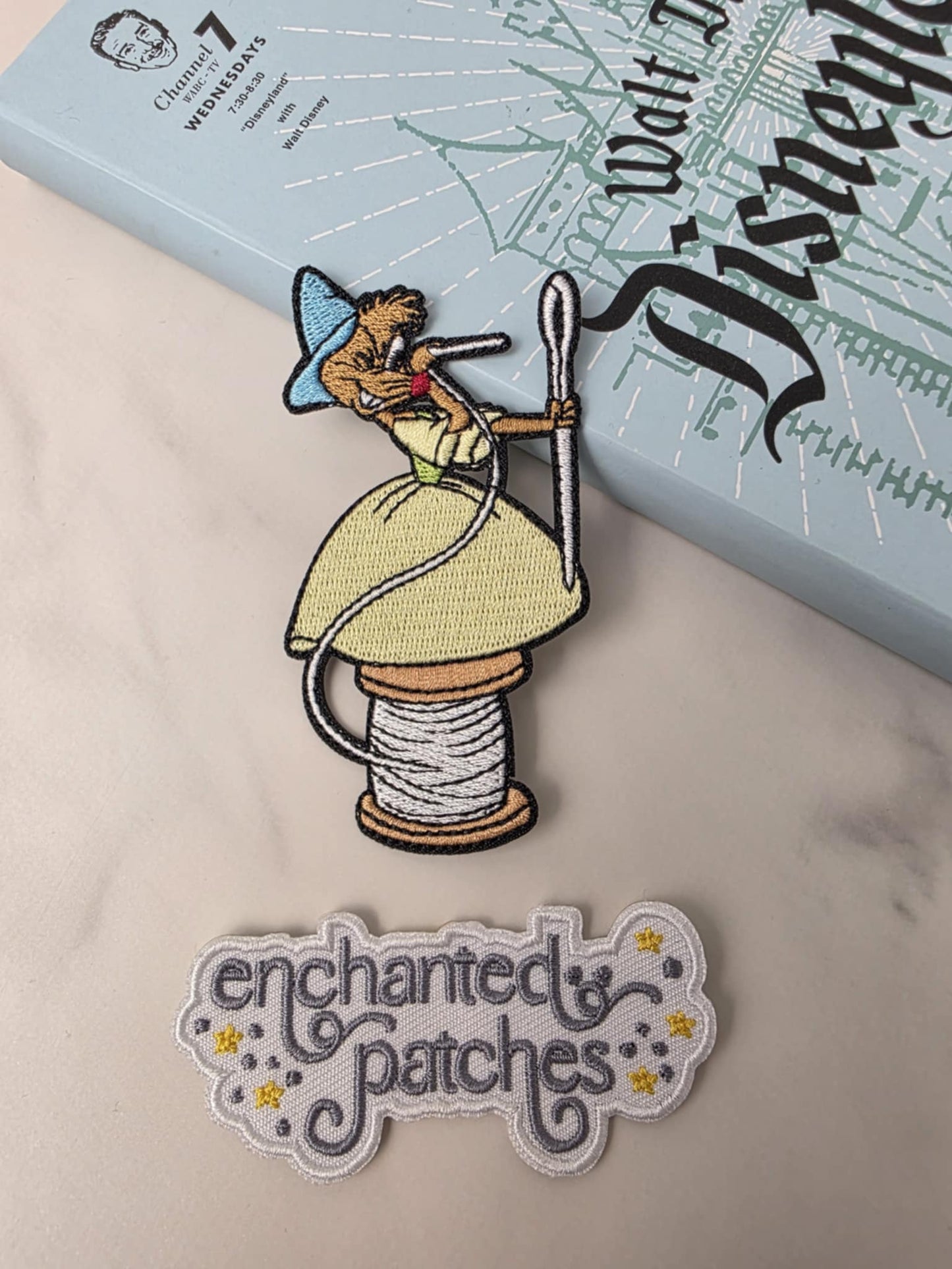 3.5" Princess Sidekick Mouse Mice Standing on Thread Needle Embroidered Iron On Patch