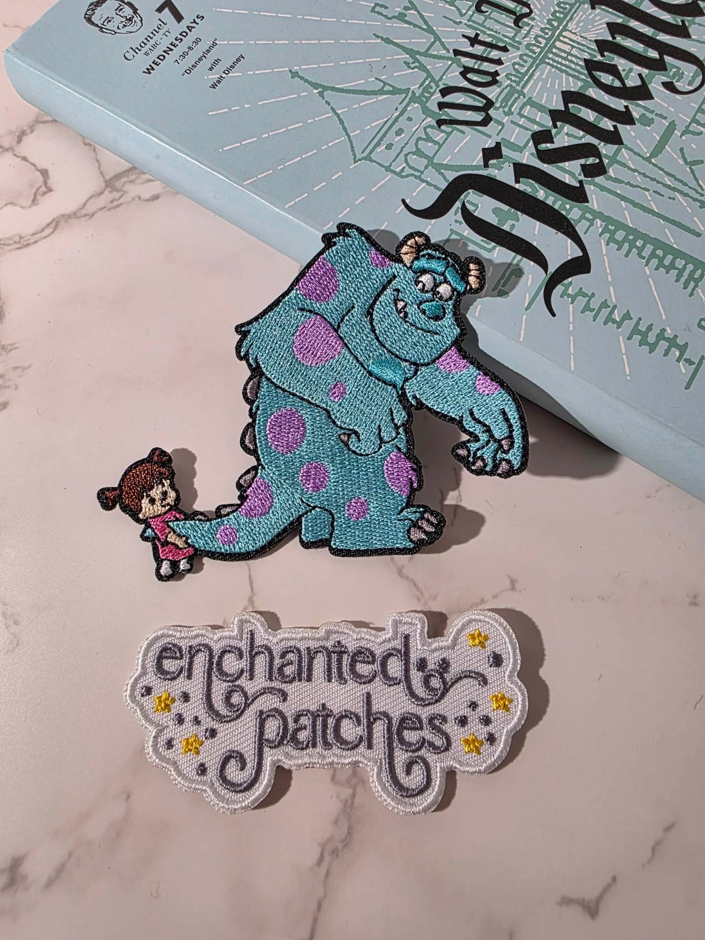 3.5" Blue Monsters Tail Pulled by Boo Girl Embroidered Iron On Patch