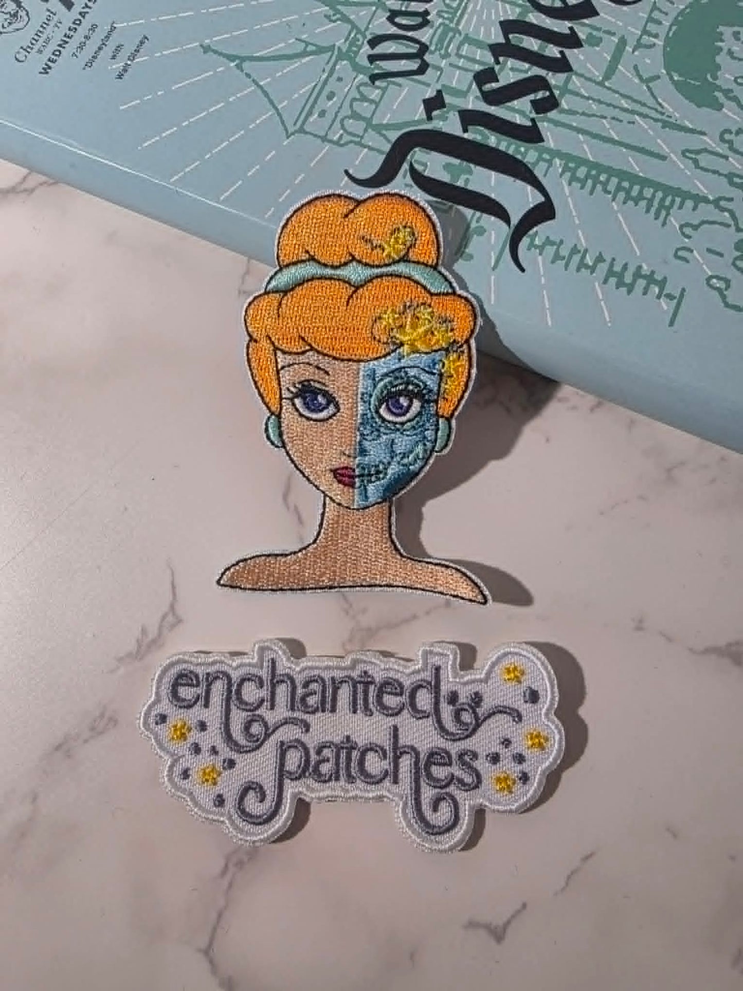 NEW DROP - 3" Half Face Sugar Skull Day of the Dead Cinderella Princess Embroidered Iron On Patch
