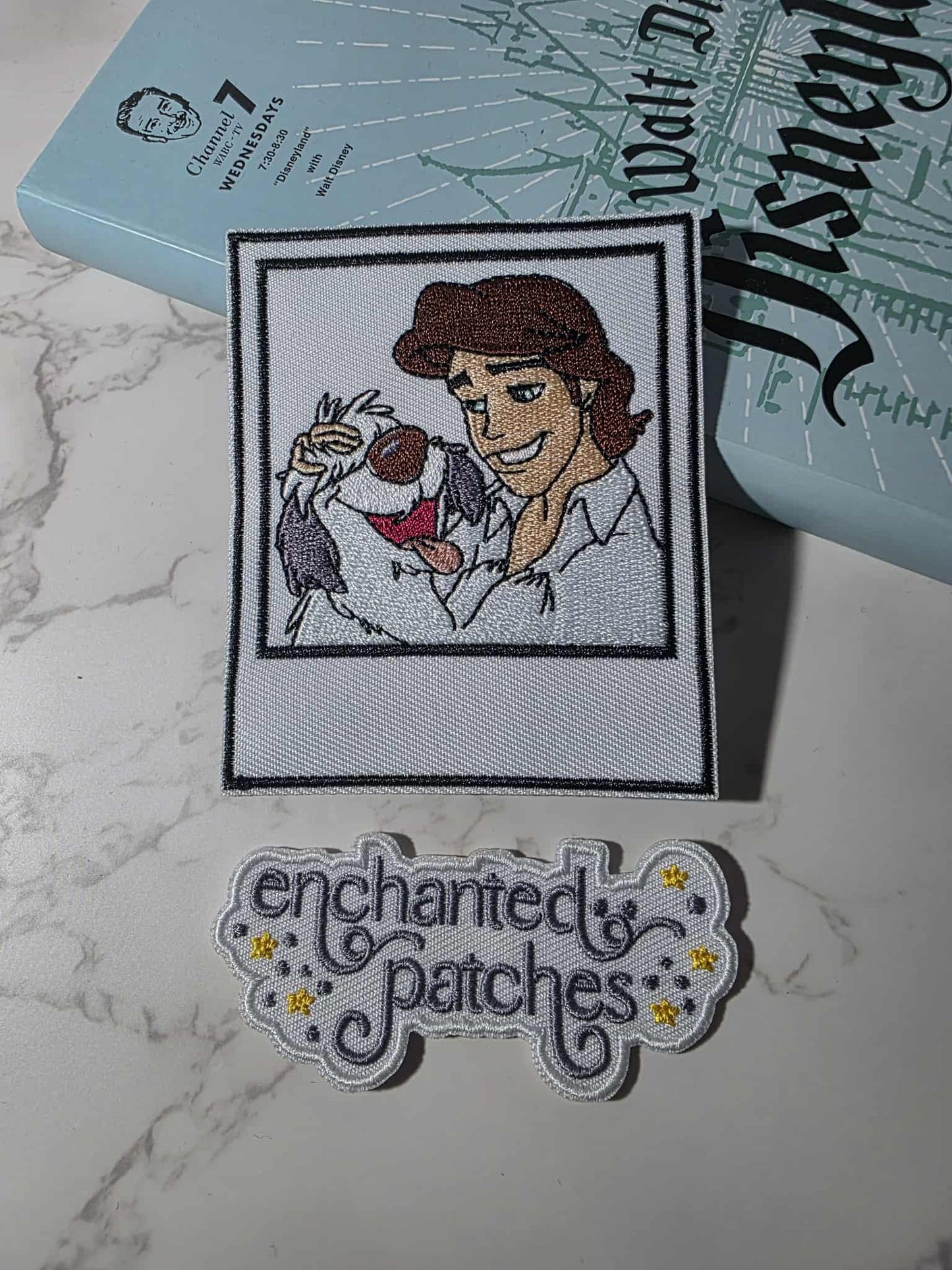 3.5" Little Mermaid Princess Prince Eric with Dog Polaroid Iron On Patch