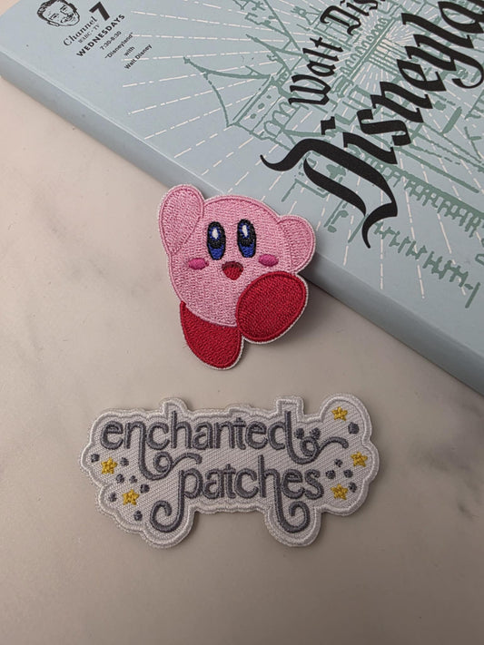2" Video Game Pink Kirby Dot Character Iron On Patch